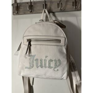Juicy Couture White Mini Backpack Velvet Rhinestone Juicy